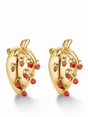 NWT Hey Harper Strawberry Stud Earrings with Red Crystal Accents